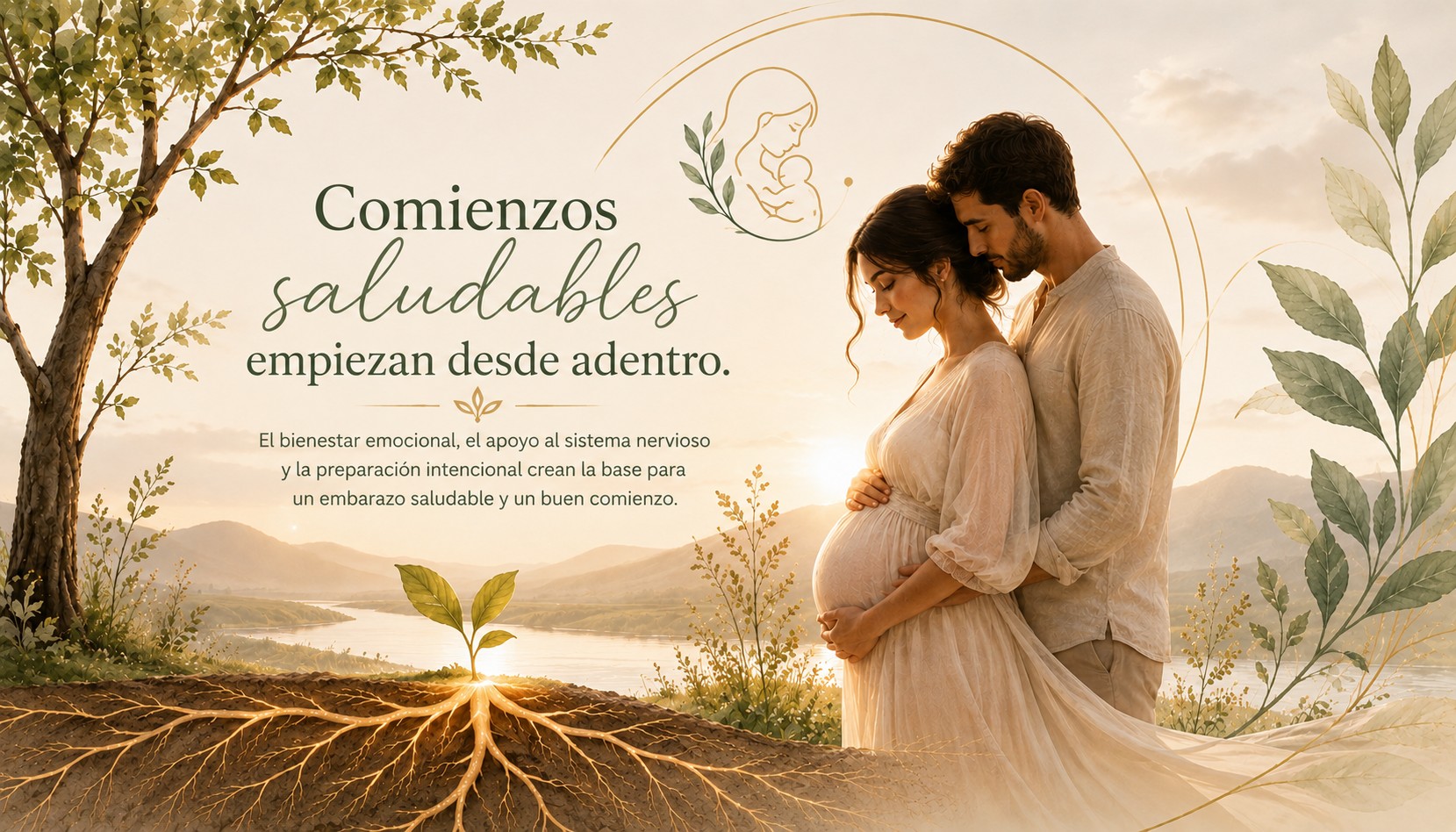 Una escena suave y tranquila de maternidad